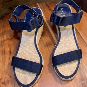 Lauren Ralph Lauren Aura Navy Blue Wedge Espadrille Women's Sandals